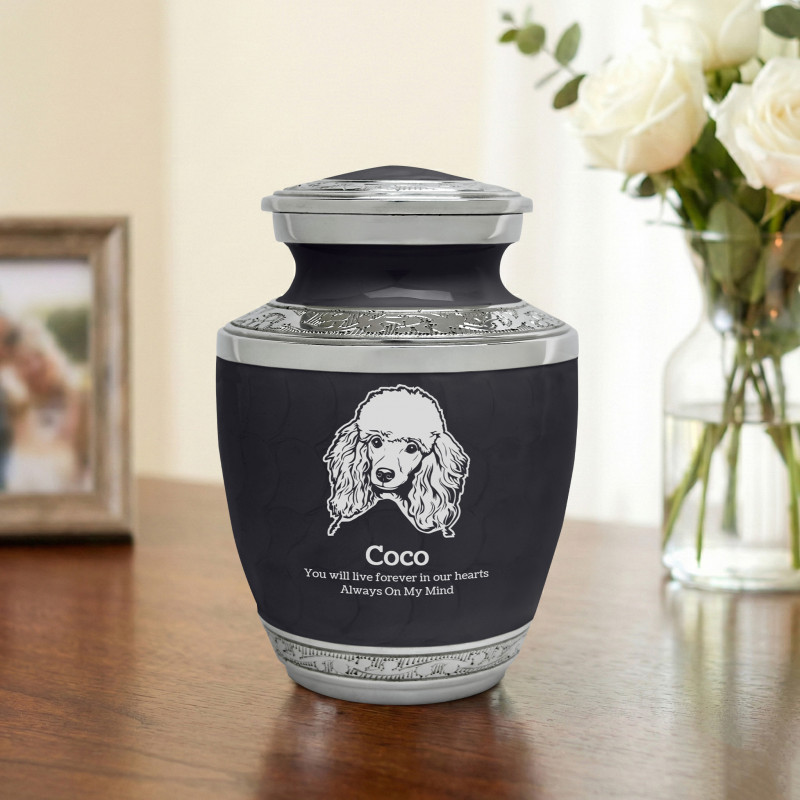 Small Poodle Pet Cremation Urn - Ebony Black