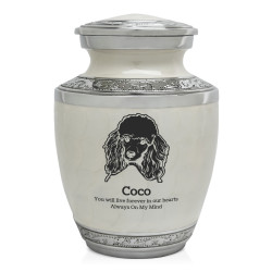 Small Poodle Pet Cremation Urn - Radiant White