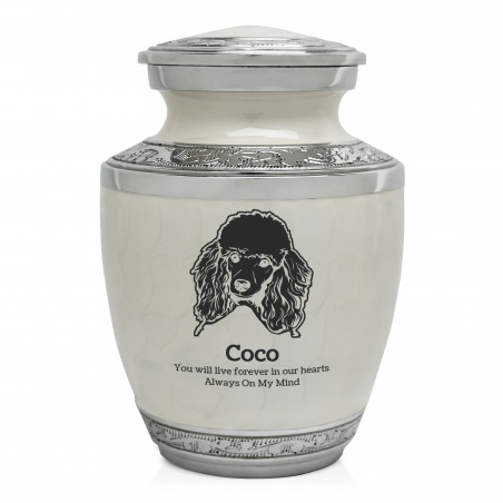 Small Poodle Pet Cremation Urn - Radiant White