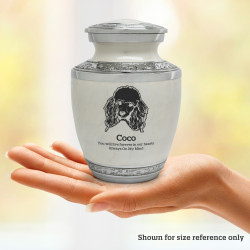 Small Poodle Pet Cremation Urn - Radiant White