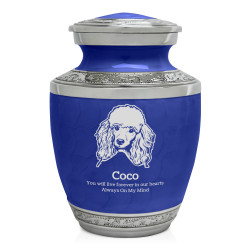 Small Poodle Pet Cremation Urn - Royal Blue