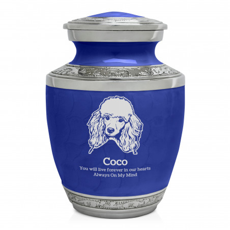 Small Poodle Pet Cremation Urn - Royal Blue