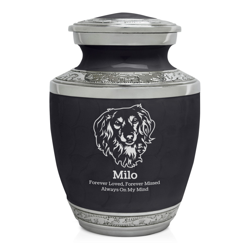 Small Dachshund Pet Cremation Urn - Ebony Black