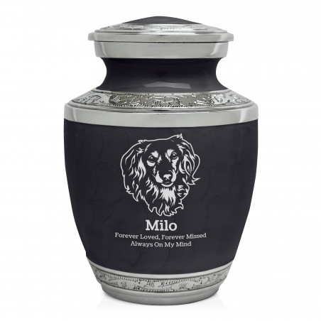 Small Dachsunds Pet Cremation Urn - Ebony Black
