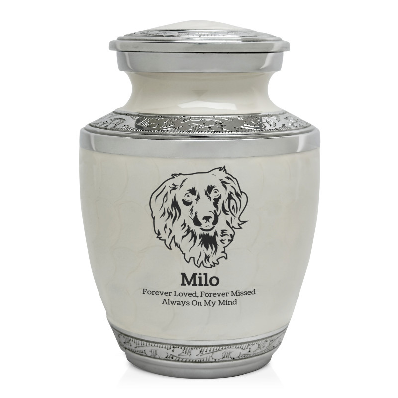 Small Dachshund Pet Cremation Urn - Radiant White