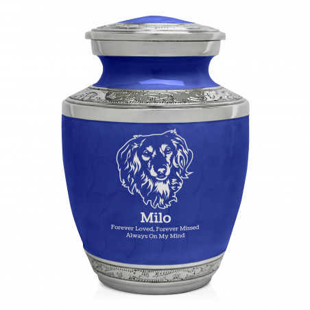 Small Dachsunds Pet Cremation Urn - Royal Blue