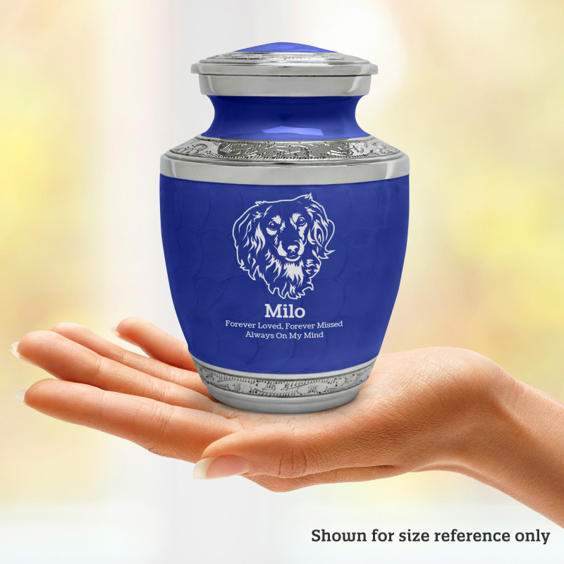 Small Dachsunds Pet Cremation Urn - Royal Blue