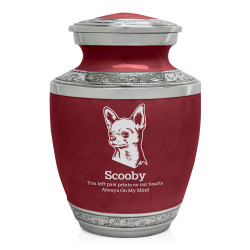 Small Chihuahua Pet Cremation Urn - Rose Red