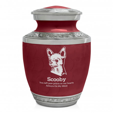 Small Chihuahua Pet Cremation Urn - Rose Red