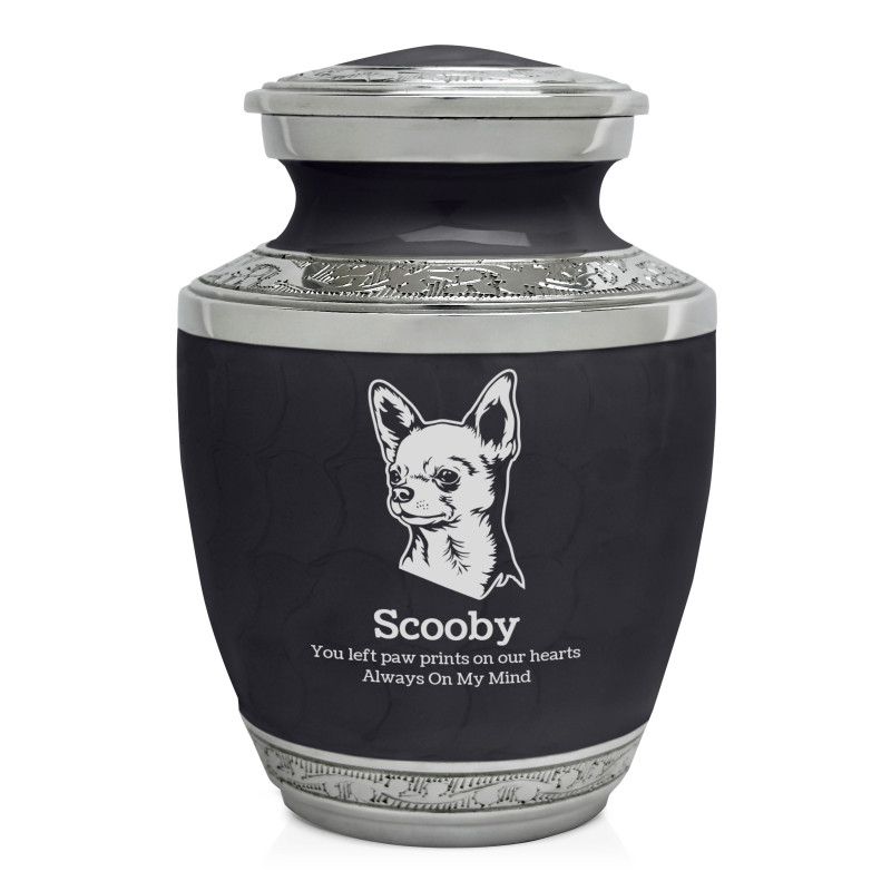Small Chihuahua Pet Cremation Urn - Ebony Black