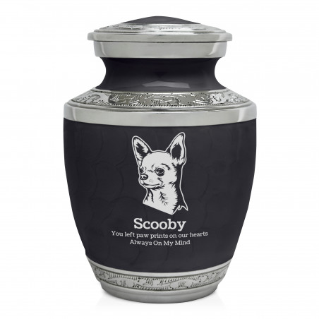 Small Chihuahua Pet Cremation Urn - Ebony Black