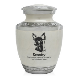 Small Chihuahua Pet Cremation Urn - Radiant White