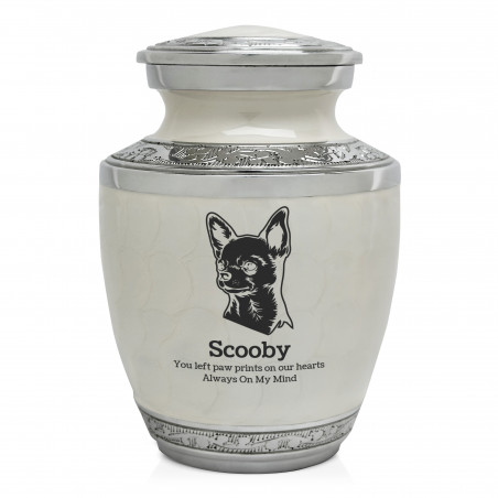 Small Chihuahua Pet Cremation Urn - Radiant White