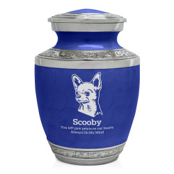 Small Chihuahua Pet Cremation Urn - Royal Blue