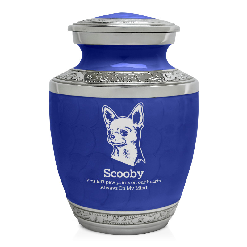 Small Chihuahua Pet Cremation Urn - Royal Blue
