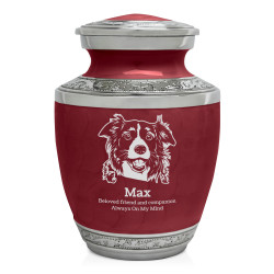 Small Border Collie Pet Cremation Urn - Rose Red