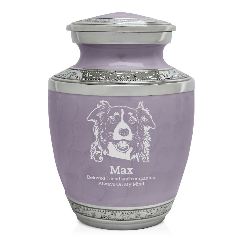 Small Border Collie Pet Cremation Urn - Regal Purple