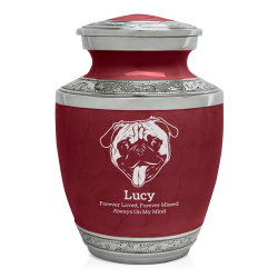 Small Pug Pet Cremation Urn - Rose Red