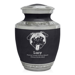 Small Pug Pet Cremation Urn - Ebony Black