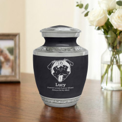 Small Pug Pet Cremation Urn - Ebony Black