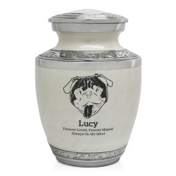 Small Pug Pet Cremation Urn - Radiant White