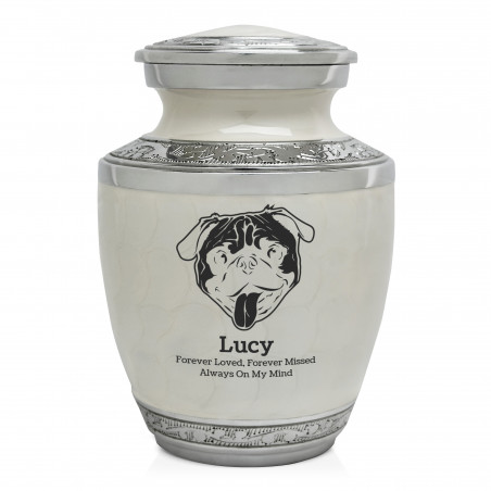Small Pug Pet Cremation Urn - Radiant White