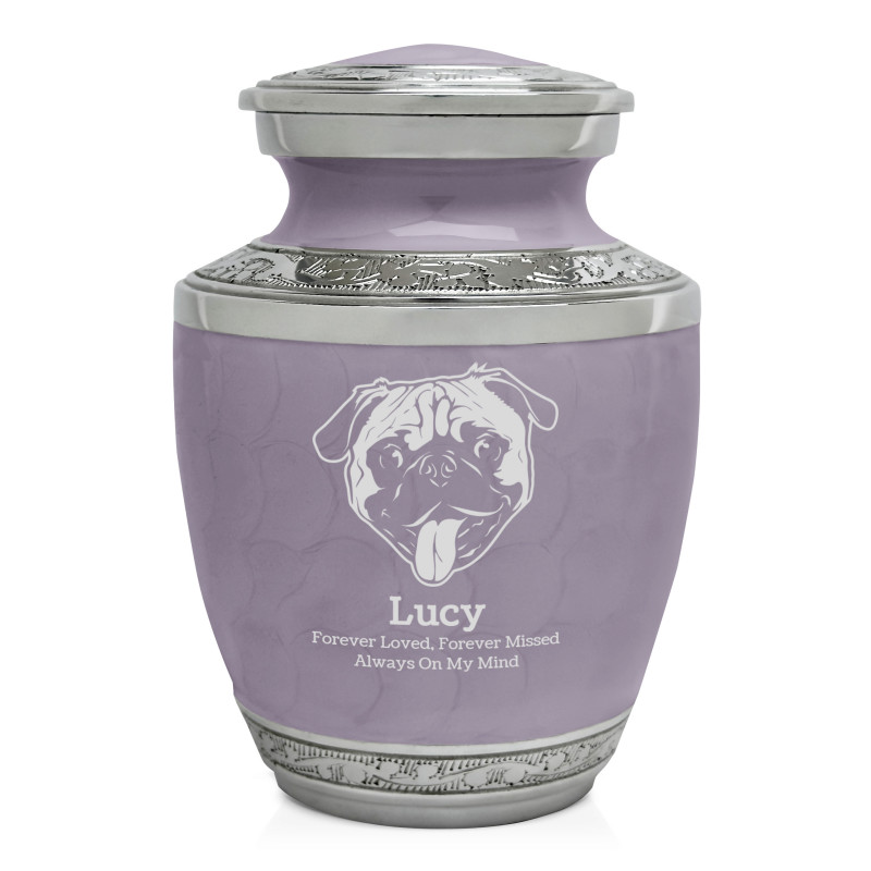 Small Pug Pet Cremation Urn - Regal Purple