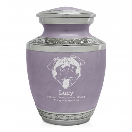 Small Pug Pet Cremation Urn - Regal Purple