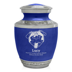 Small Pug Pet Cremation Urn - Royal Blue