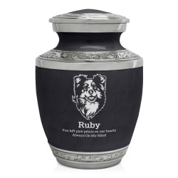 Small Australian Shepherd Pet Cremation Urn - Ebony Black