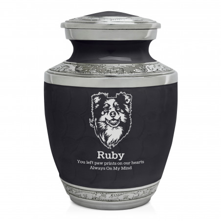 Small Australian Shepherd Pet Cremation Urn - Ebony Black