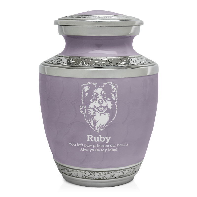 Small Australian Shepherd Pet Cremation Urn - Regal Purple
