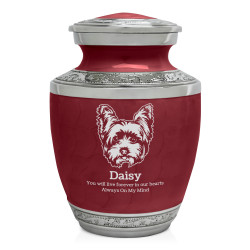 Small Yorkshire Terrier Pet Cremation Urn - Rose Red
