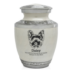 Small Yorkshire Terrier Pet Cremation Urn - Radiant White