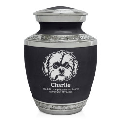 Small Shih Tzu Pet Cremation Urn - Ebony Black