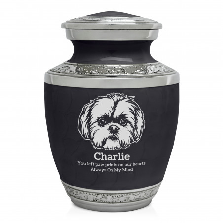 Small Shih Tzu Pet Cremation Urn - Ebony Black