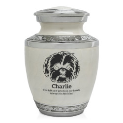 Small Shih Tzu Pet Cremation Urn - Radiant White