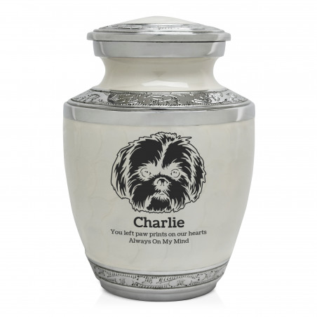 Small Shih Tzu Pet Cremation Urn - Radiant White
