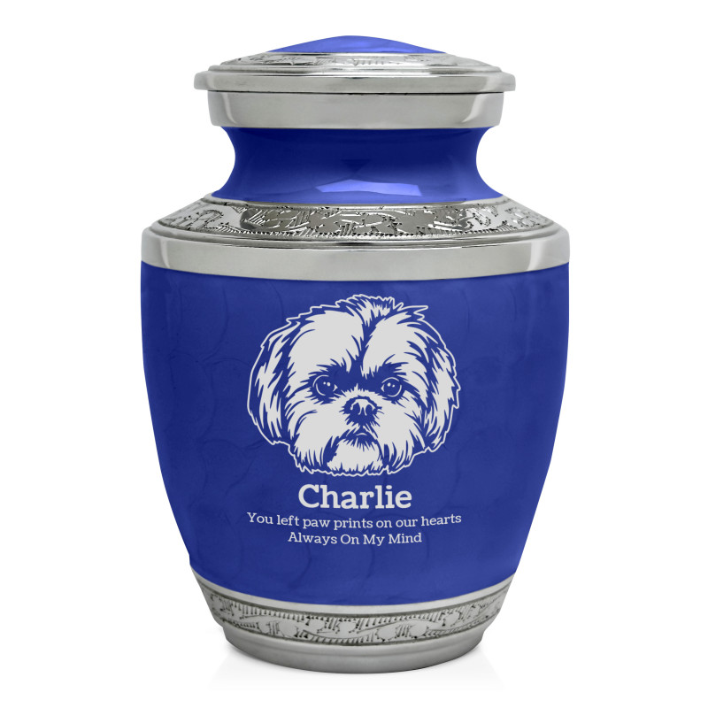 Small Shih Tzu Pet Cremation Urn - Royal Blue