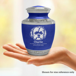 Small Shih Tzu Pet Cremation Urn - Royal Blue