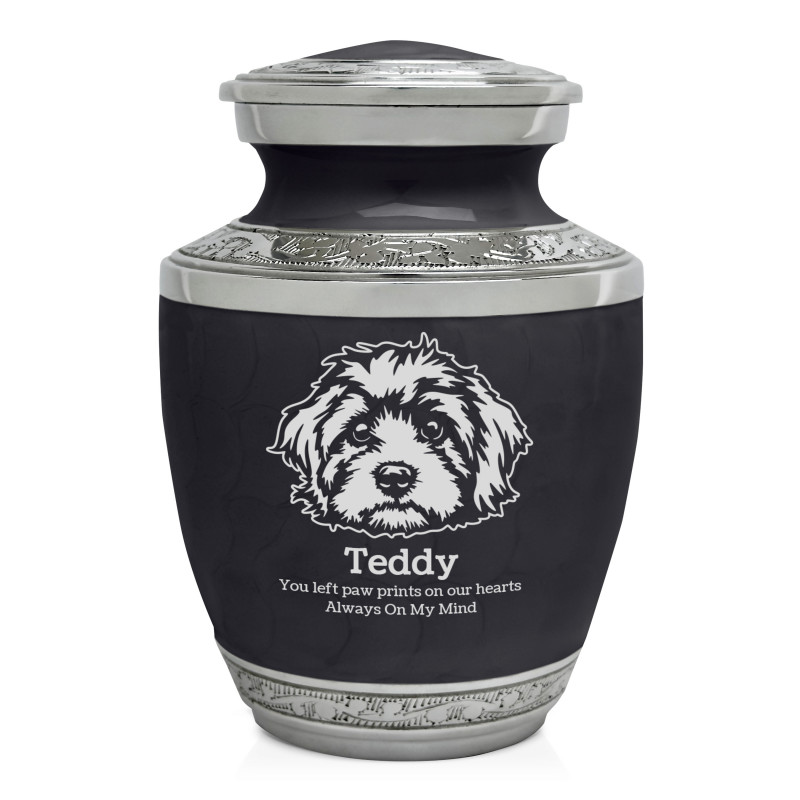 Small Cavapoo Pet Cremation Urn - Ebony Black