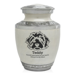 Small Cavapoo Pet Cremation Urn - Radiant White