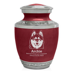 Small Husky Pet Cremation Urn - Rose Red