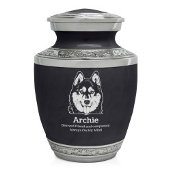 Small Husky Pet Cremation Urn - Ebony Black