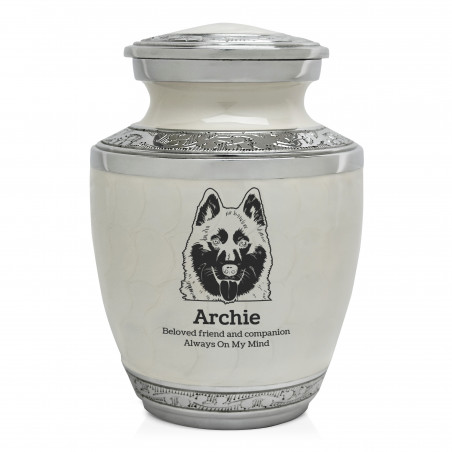 Small Husky Pet Cremation Urn - Radiant White