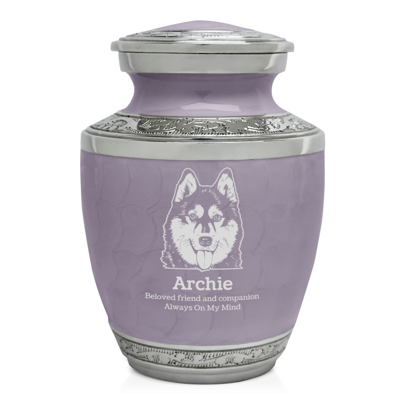 Small Husky Pet Cremation Urn - Regal Purple