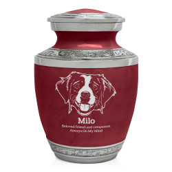 Small Brittany Spaniel Pet Cremation Urn - Rose Red