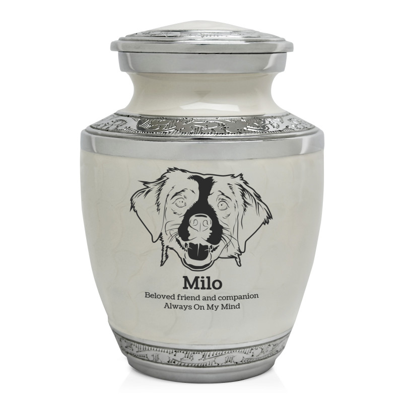 Small Brittany Spaniel Pet Cremation Urn - Radiant White