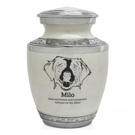 Small Brittany Spaniel Pet Cremation Urn - Radiant White