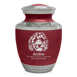 Small Labradoodle Pet Cremation Urn - Rose Red